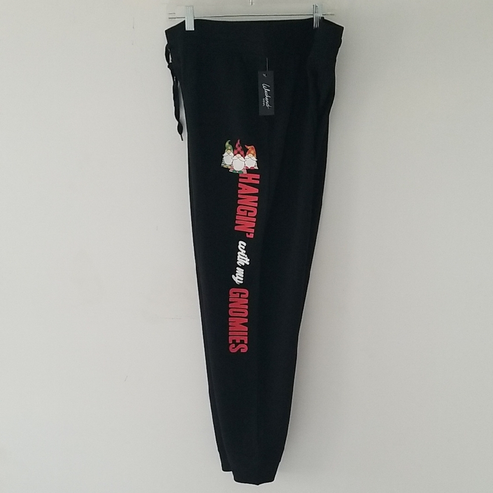 Mens Black Sweatpants with Gnome Imprint